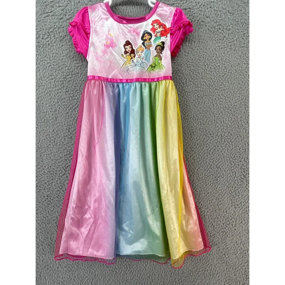 Disney Princess Nightgown Toddler 5T Pink Rainbow Excellent Flame Resistant